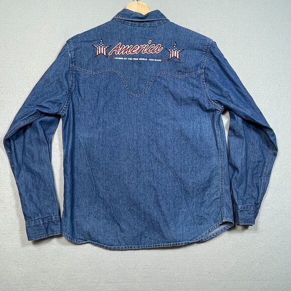 ROSETTE Tops - Rosettes Western Denim Shirt Women Large Snap Front  Embroidered America USA